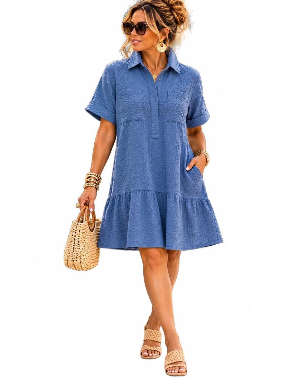Livro Seersucker 100% Cotton Coastal Preppy Poplin Popover Midi-Size Small